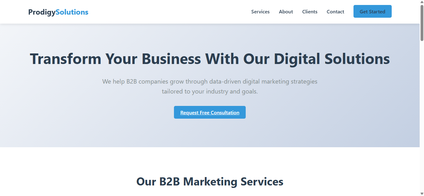 ProdigySolutions B2B Landing Page Tamplate
